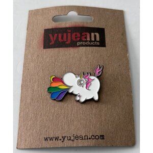 Chubby Unicorn Throwing Up Rainbow Enamel Pin Yujean Pop Culture Humor
